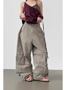 韩代26 cotton section cargo wide banding pants(unisex)工装裤