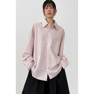 韩代26A/W pin stripe cotton shirt (unisex)竖纹半透长袖衬衫