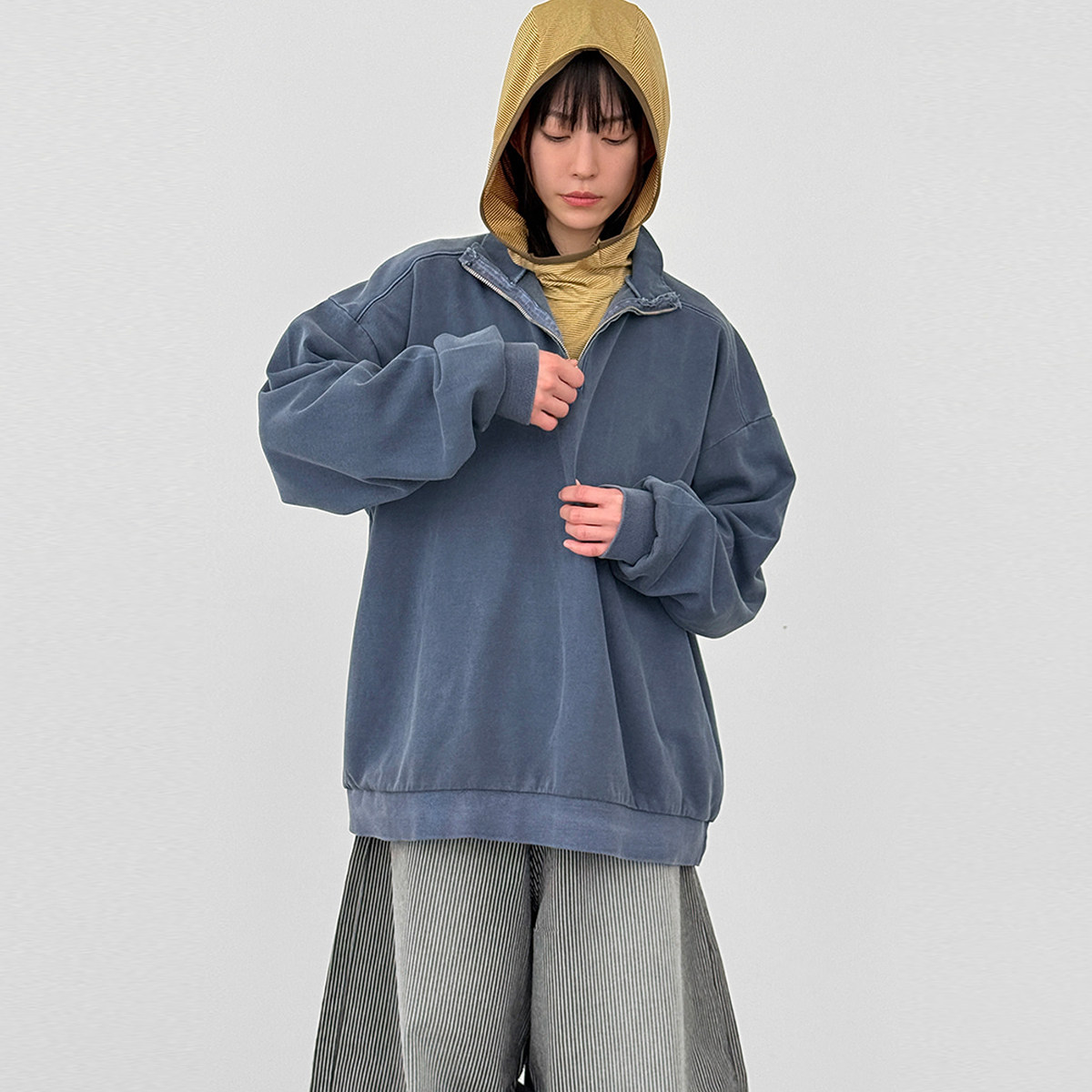 韩代26pigmented cotton half zip-up mtm(unisex)水洗半拉链卫衣