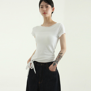 half T恤 系带短袖 设计师款 tee wave strap silket 25S 韩国代购