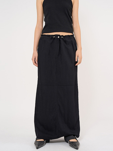 slit 抽绳长裙 韩国代购 Mode skirt 时尚 long Raucohouse string