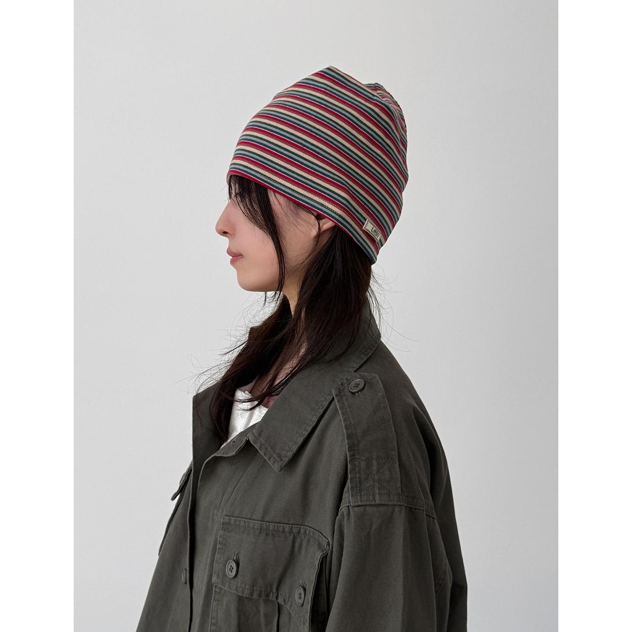 韩国代购26 candy stripe beanie 设计师款复古百搭条纹冷帽
