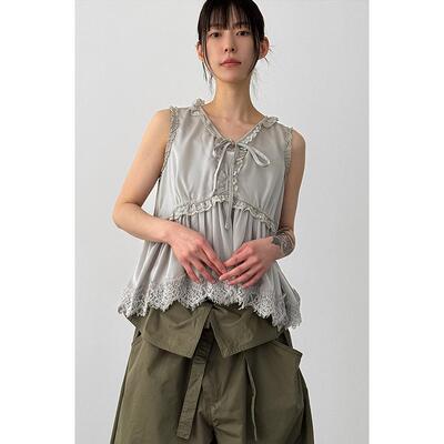 Localmansion韩代蕾丝抽绳背心