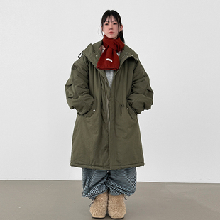 韩代warming fleece-lined safari hood jumper (unisex)夹棉大衣