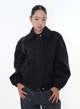 韩代Raucohouse Parts back-stud bomber jacket 复古夹克外套女