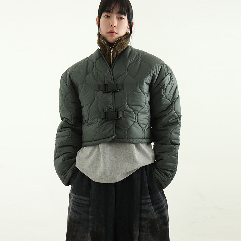 Localmansion韩代波浪纹棉服外套