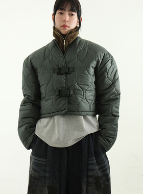 韩国代购24 double buckle wave padding jumper 波浪纹棉服外套