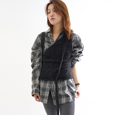 Raucohouse韩代不对称混色背心