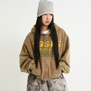 韩代Raucohouse 1996 Vintage hood zip-up 字母加绒连帽卫衣百搭