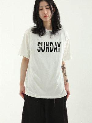 韩国代购 23S/S SUNDAY printed cotton half tee 字母短袖T恤衫