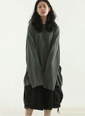韩国代购oversize silket cotton tee 宽袖t恤衫百搭休闲垂感宽松