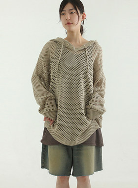 韩代23S/S oversize punching knit hoody (unisex) 网眼针织帽衫
