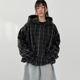 26A anorak 韩国代购 check fleece unisex 抓绒格子连帽外套