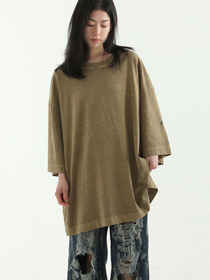 韩代23S/S pigmented cotton box half tee 水洗做旧宽松半袖T恤