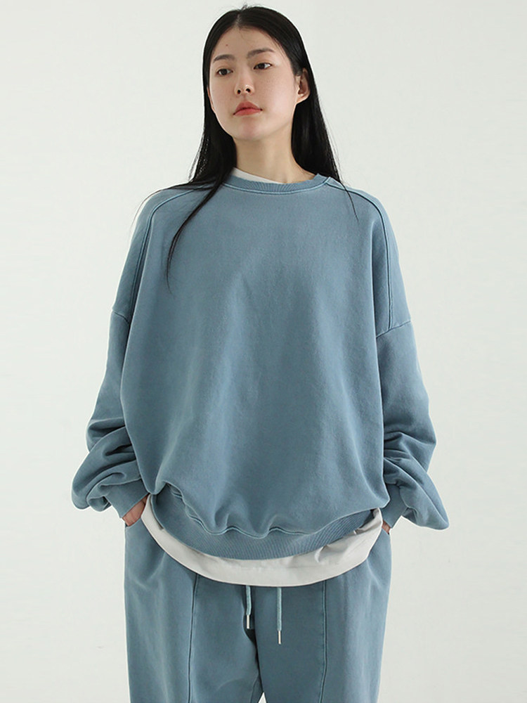 韩国代购 over fit daily cotton MTM  水洗做旧质感卫衣百搭休闲
