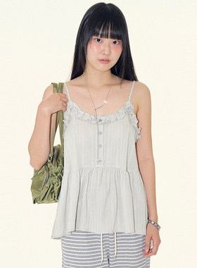 韩代Raucohouse Valine frill bustier top 木耳边吊带背心百搭