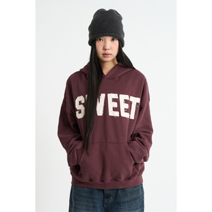 Hood 韩代Raucohouse Skin Patch 字母贴布宽松连帽卫衣女 Suite