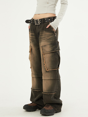 Raucohouse韩代复古牛仔长裤