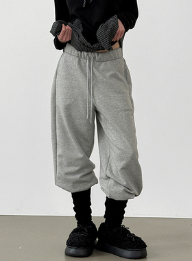 韩国代购25F/W leg warmer cotton banding pants 设计师抽绳卫裤