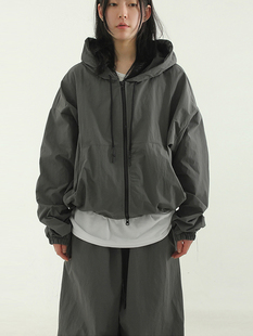 paper cropped hood 韩国代购 unisex jacket 连帽拉链外套 23S