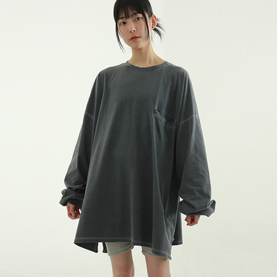 Localmansion韩代水洗旧长袖T恤