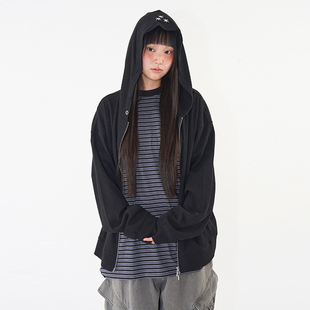 hoodie waffle zip 连帽卫衣女 韩代Raucohouse 星星长袖 Star