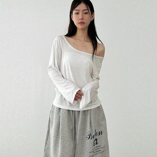 neck 大圆领T 薄款 tee silket boat lined napping 25F 韩国代购