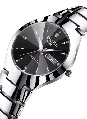 全自动手表韩版简约防水男休闲圆精钢黑色欧美腕表O