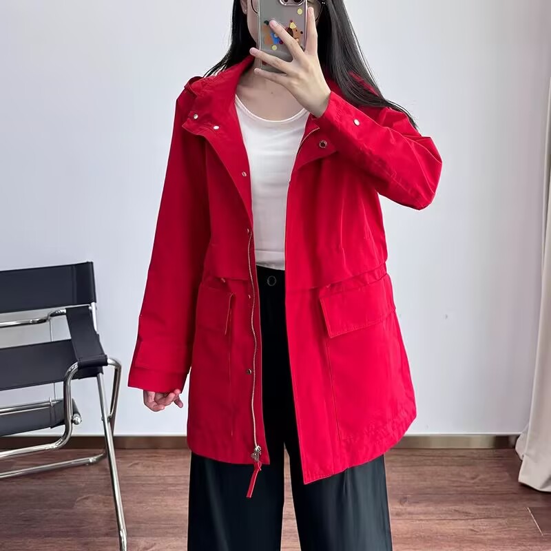 春秋户外冲锋衣女中长款防风防水风衣收腰三合一面料登山服潮牌