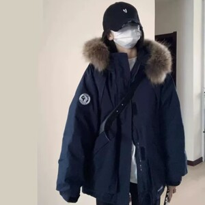 冬季工装羽绒服冲锋衣女中长款加绒加厚90白鸭绒防风保暖派克服潮