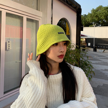 帽子女ins秋冬薄款可爱日系文艺绿色针织渔夫帽小众遮脸毛线帽韩