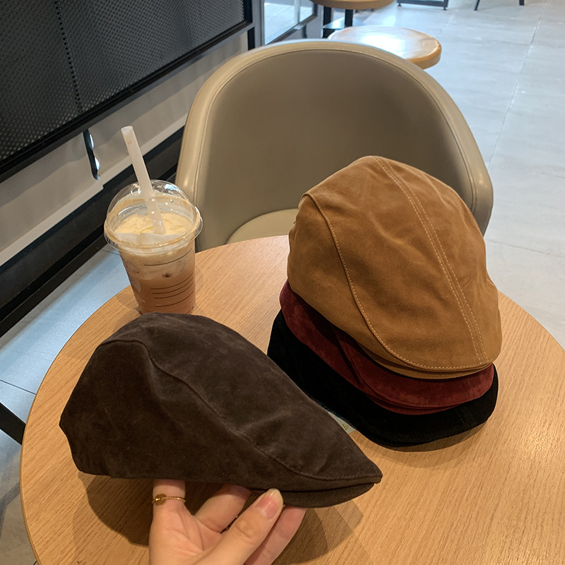 日系男女麂皮绒前进帽韩版显脸小