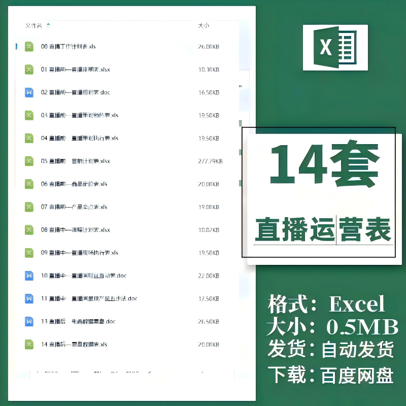直播运营表工作复盘表excel表格每日直播待办问题明细表