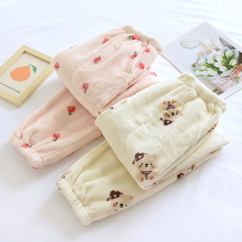 长裤法兰绒女法兰绒睡裤