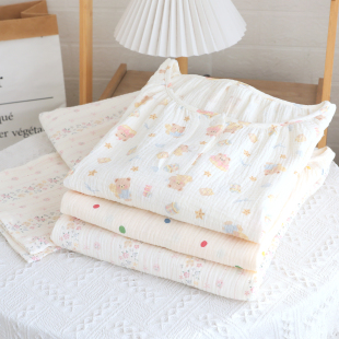 春秋夏圆领睡衣套长袖 宽松ins甜美纯棉可爱套头家居服套宽松 长裤