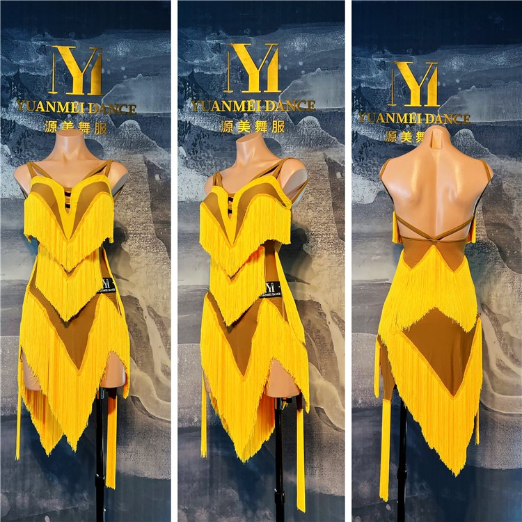 源美舞服拉丁舞比赛服女流苏高练表演服恰恰桑巴班服艺考服装定制