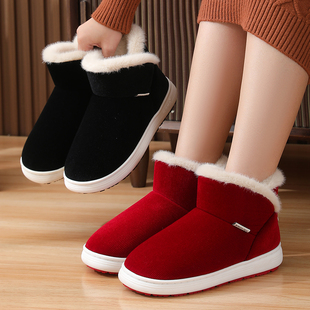 高帮加厚底棉鞋冬季男女保暖手工加绒防滑包跟老人棉鞋居家外穿
