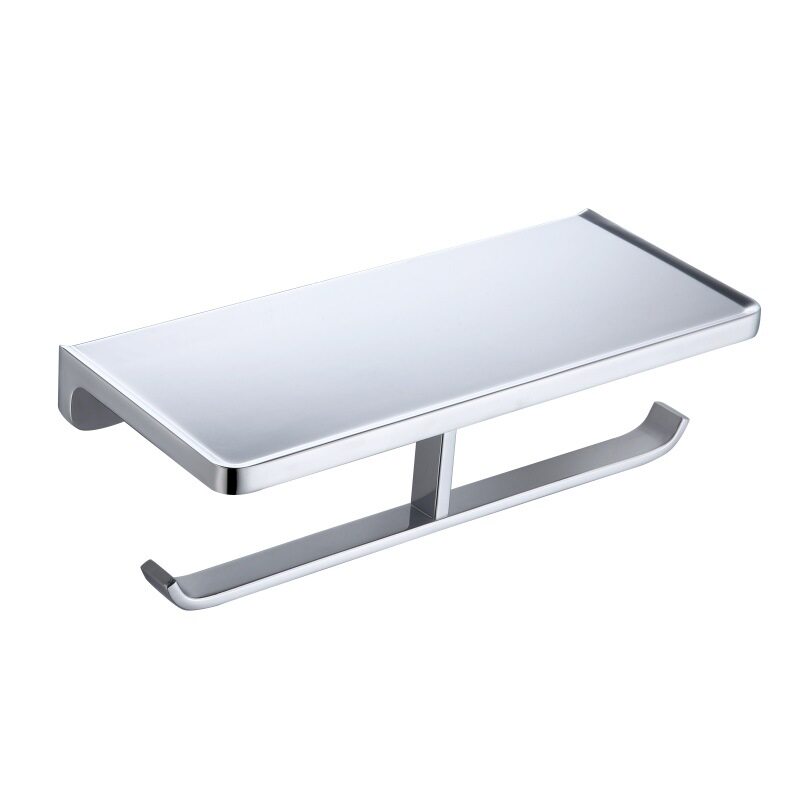 开平优嘉卫浴锌合金电镀厕纸架挂墙式带置物板纸巾架双纸架