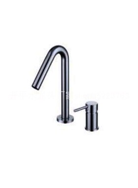 枪灰转动嘴黄铜双孔斜管面盆单把冷热两件套分体龙头30573实拍