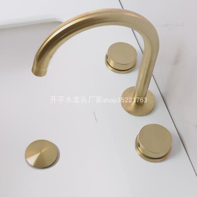 黄铜拉丝金开关分体陶瓷面盆龙头