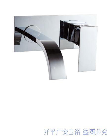 全铜预埋四方扁弯嘴连体入墙龙头墙出水龙头暗装面盆龙头3614实拍