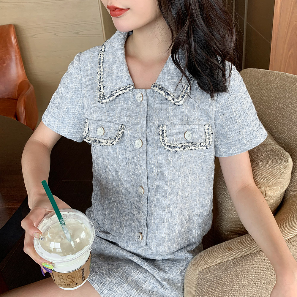 MC 小香风上衣短裙套装女 网红夏装洋气减龄显瘦短裤百搭三件套限9000张券