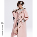 甜鱼少盐 学院风牛角扣大衣女冬加厚小个子粉色毛呢外套 邂逅假日