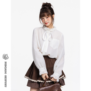 甜鱼少盐[花叙]天丝羊毛白色长袖衬衫女2026新款内搭叠穿微透上衣