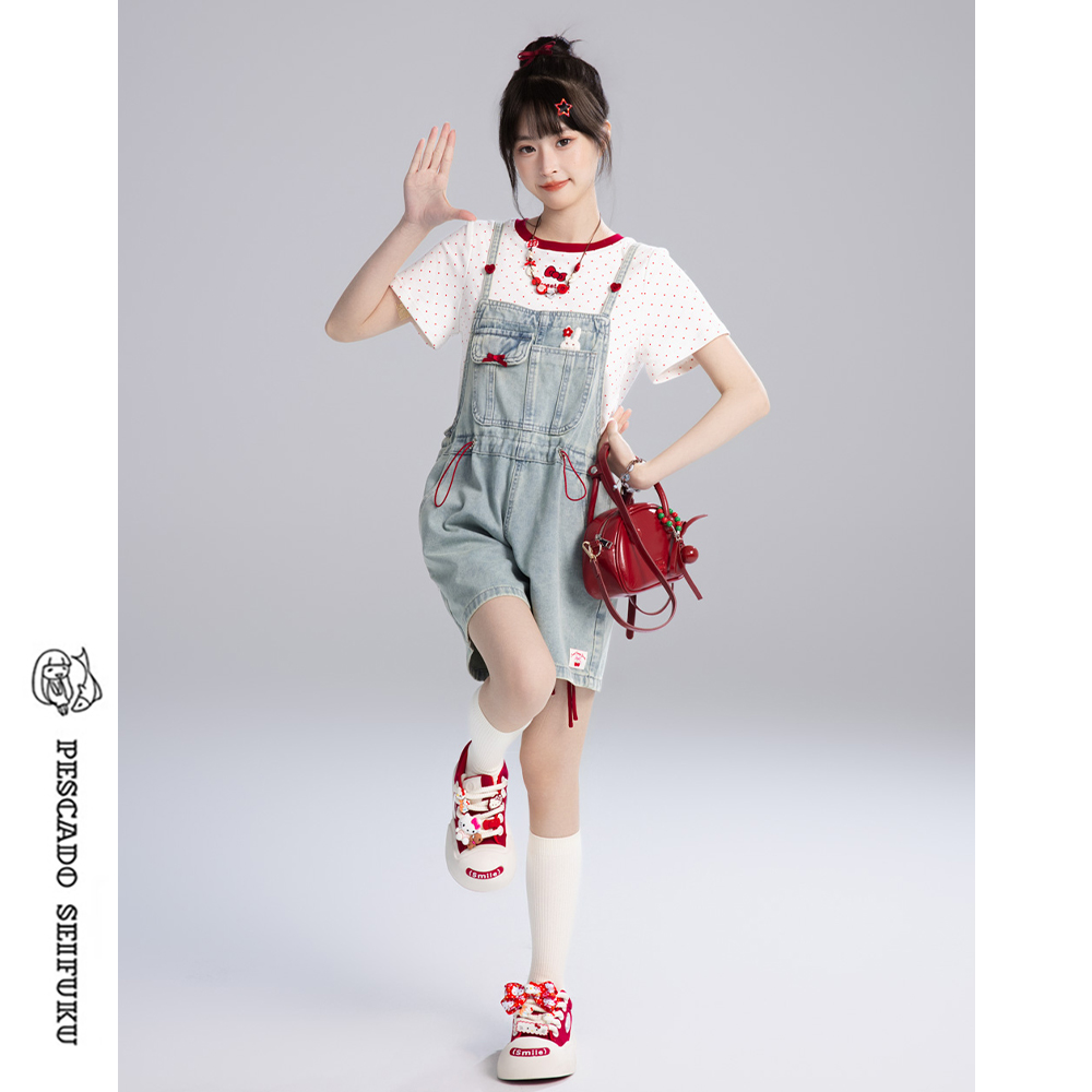 牛仔背带裤女夏小个子减龄短裤