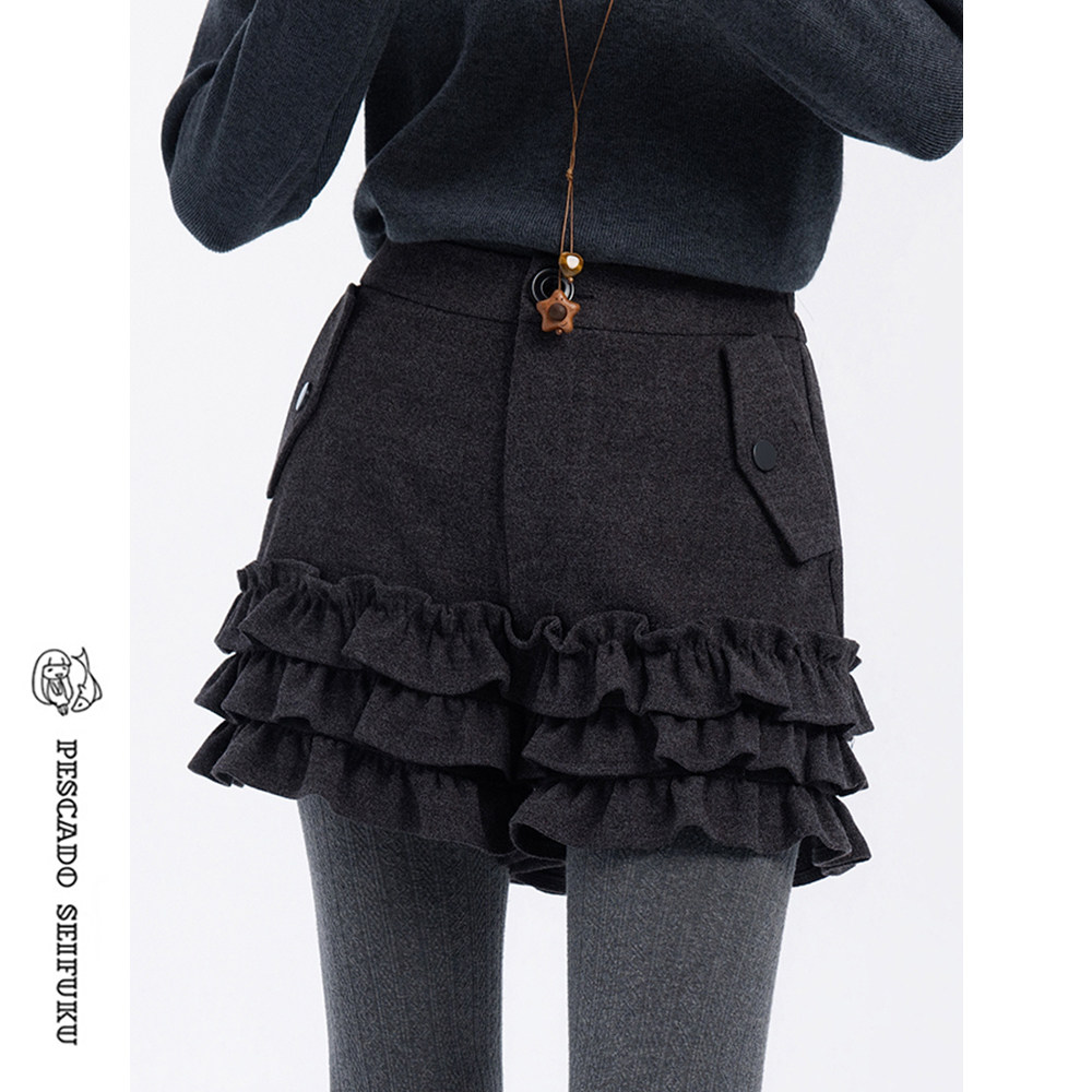 甜鱼少盐[芝麻栗栗]天丝羊毛花边短裤女冬2025新款外穿小个子裤子,女装/女士精品,休闲裤,淘宝优惠券,粉丝福利购,淘宝优惠卷