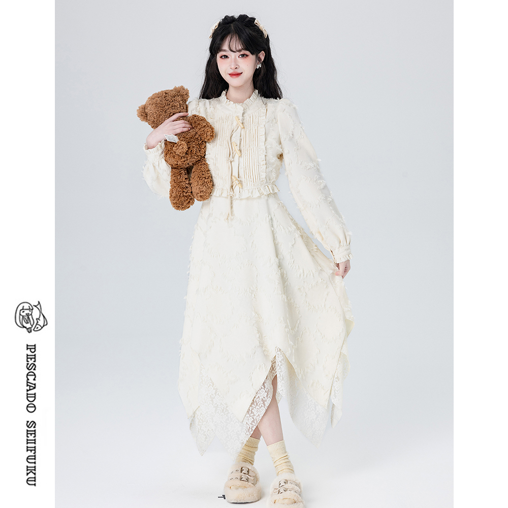 流苏提花连衣裙套装女甜美小个子