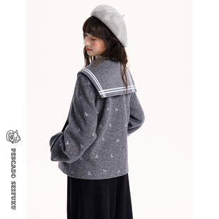 甜鱼少盐[花奈铃兰]学院风短款大衣女2026新款冬加厚羊毛毛呢外套