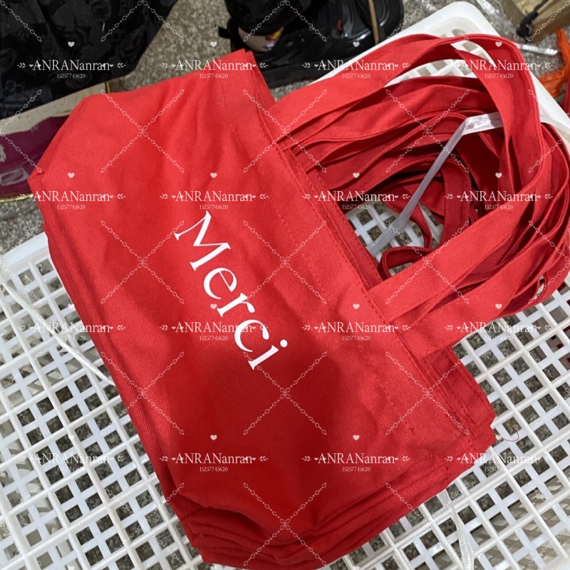 新款小众字母印花红色帆布包结婚伴手礼喜糖帆布袋手提礼品袋定制