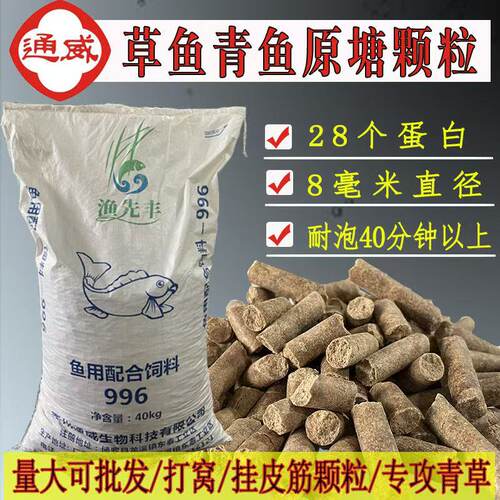 通威鱼饲料青鱼颗粒草鱼原塘鱼饵打窝料大物颗粒巨物皮筋颗粒垂钓